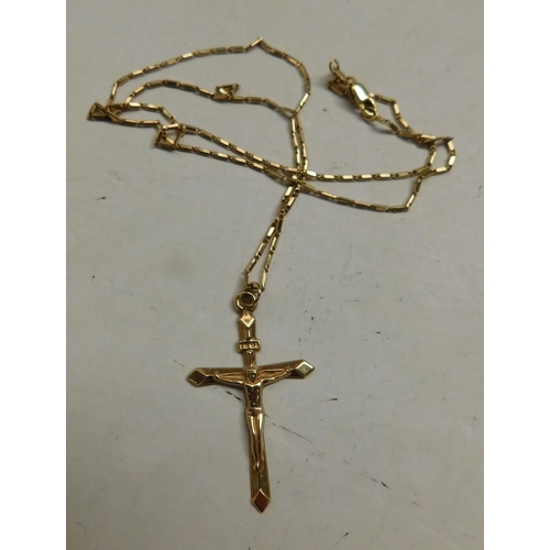 148 - 9ct gold - chain & crucifix