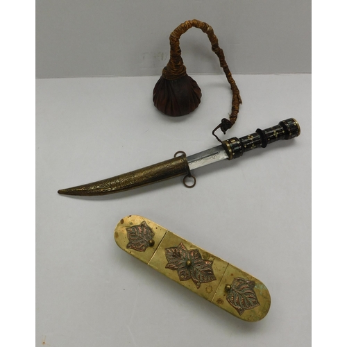 15 - Middle Eastern style - dagger/cosh & brass spice box