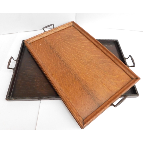 186 - Two - vintage solid wood trays