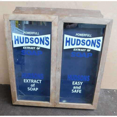 200 - Vintage - Hudson's Soap/glass fronted - shop advertising/display cabinet - approx. 28 x 32 1/2 x 5