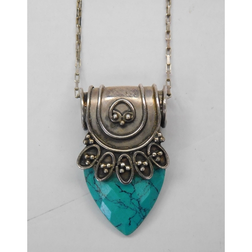 201 - Silver & turquoise - pendant on silver chain