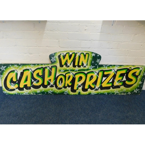 243 - Wooden - Win Cash or Prizes - fair ground/advertising sign approx 72