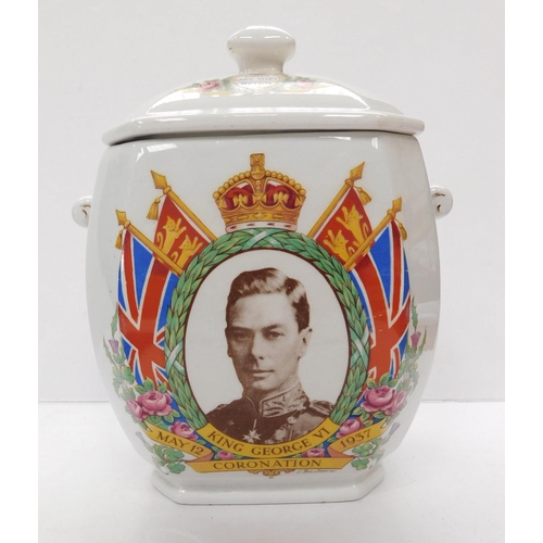 261 - Commemorative - King George VI & Queen Elizabeth - biscuit barrel