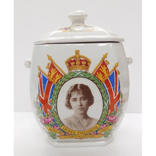 261 - Commemorative - King George VI & Queen Elizabeth - biscuit barrel