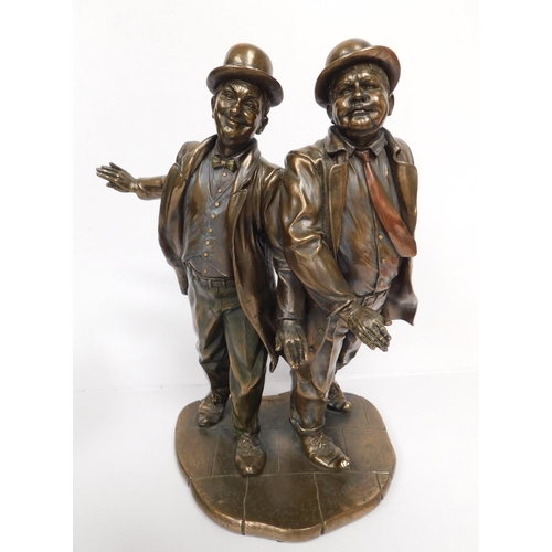 262 - Bronze effect - Laurel & Hardy - figural group - approx. 11 1/2