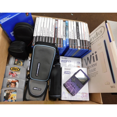 39 - Nintendo & PlayStation items - including games & handheld console -  empty cases & boxes