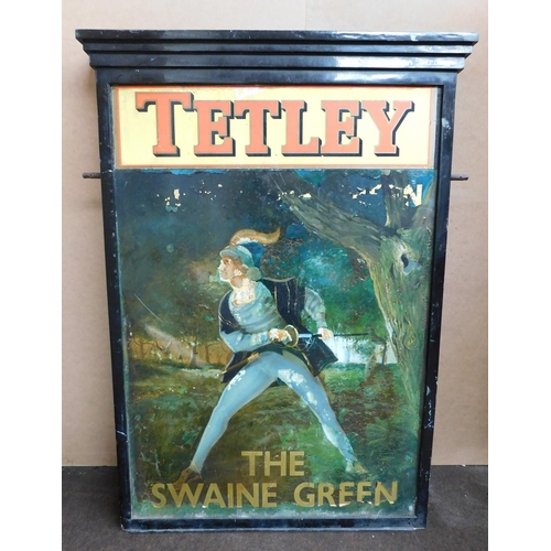 531 - Large vintage Tetley The Swaine Green pub sign (double sided)  31