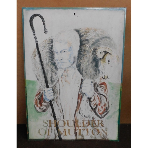 535 - Double sided handpainted vintage pub sign of Shoulder Of Mutton (32