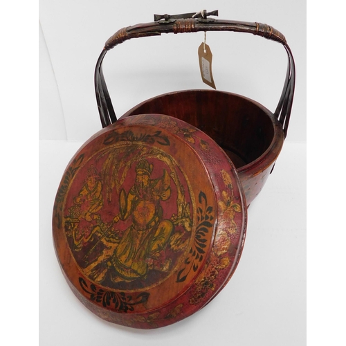 55 - Chinese rice basket - hand decorated