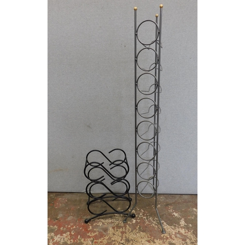 585 - Two metal wine bottle holders