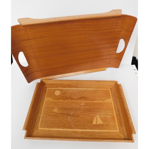 61 - The five o'clock/Paragon - wooden tray - & inlaid wood tray