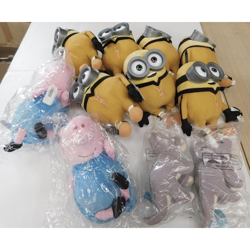 610 - Box of soft toys incl. Pepper Pig and Minions Palz