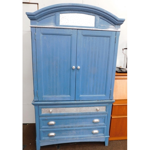 617 - Blue shabby chic cabinet with drawer section