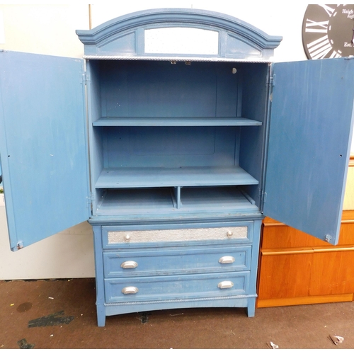 617 - Blue shabby chic cabinet with drawer section