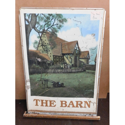 618 - Large vintage enameled pub sign 'The Barn' (49