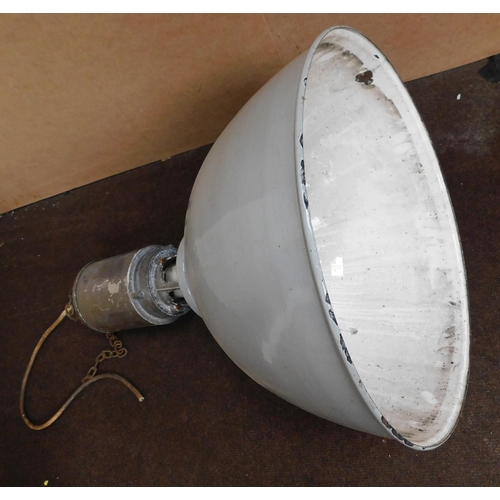 654 - Large Bauhaus style - Industrial grey enamel - ceiling lamp (H28