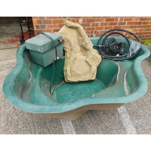 739 - Large moulded garden pond with accessories incl ; pump & filter etc  - approx 73