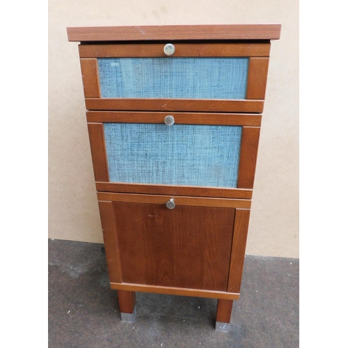 752 - Glass fronted three drawer chest on legs