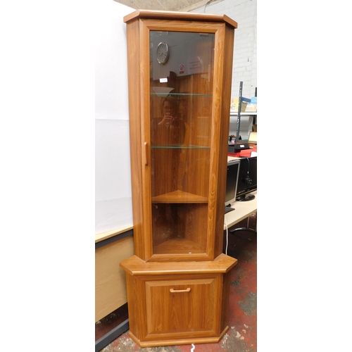 820 - Retro small glass fronted corner cabinet