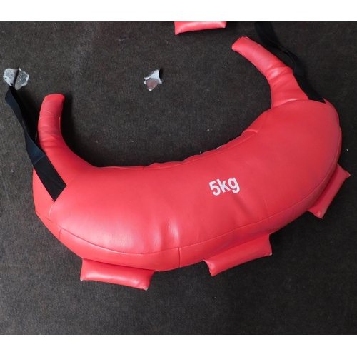 583 - Six 5kg weighted cobra  (Bulgarian bag) / exercise bag - new condition