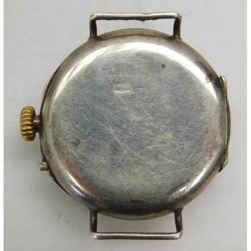 130 - Antique - silver cased/Trench style watch