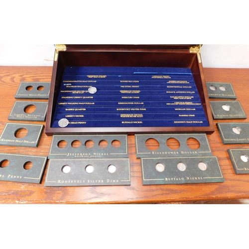 161 - Coin collectors cabinet & coins