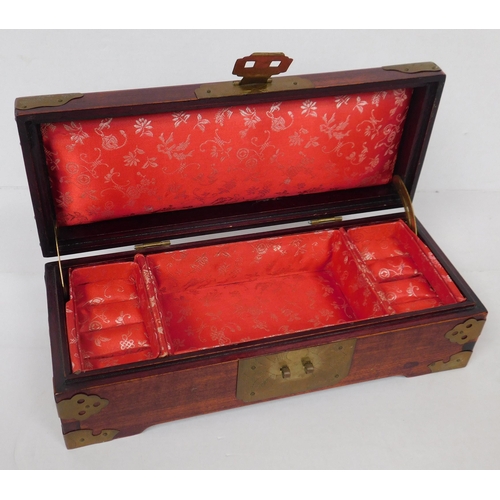 237 - Chinese - jade inlaid/solid wood - jewellery box