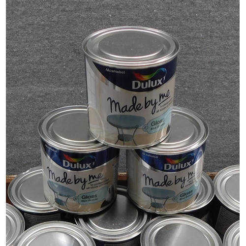 512 - Box of Dulux Gloss 'blue breeze' 250ml tins