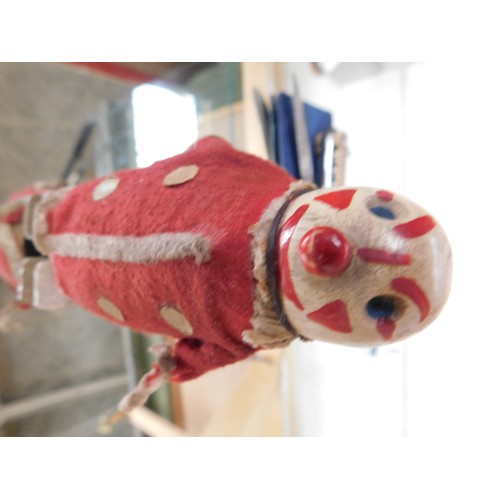 99 - Antique - American/wooden - walking clown toy/Pat No. 12/13/88