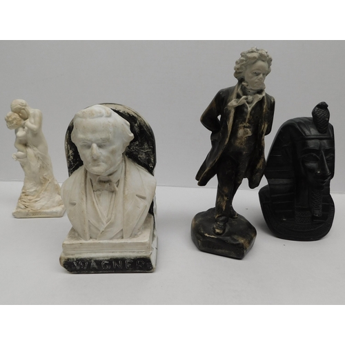 67 - Chalk - Wagner bust & figures - including Pharaoh bust...