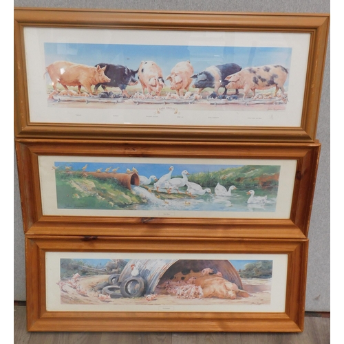 547 - Three framed John Haysom farmyard prints
