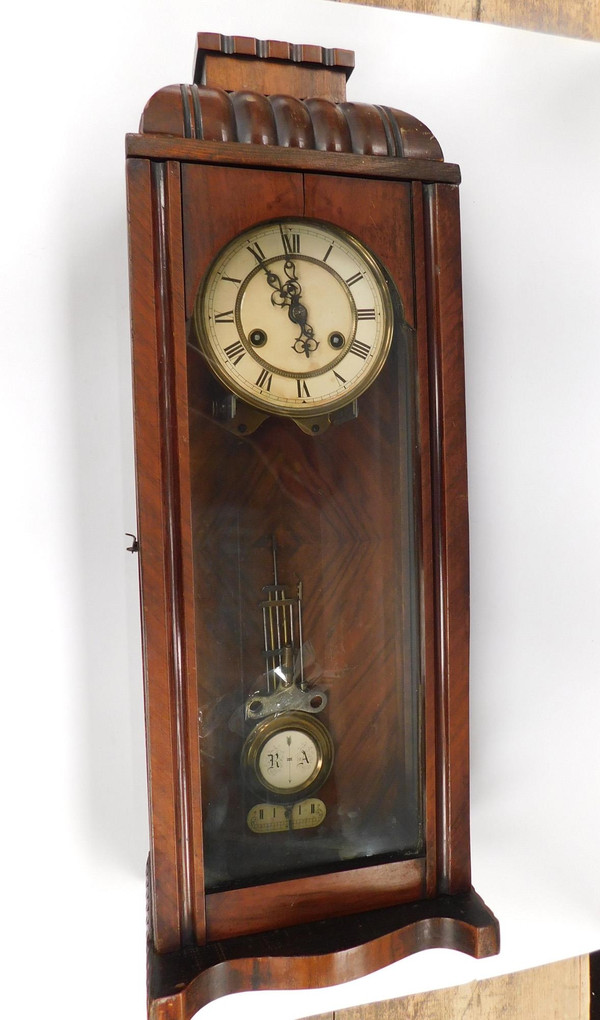 Antique Junghans walnut long cased wall clock unchecked