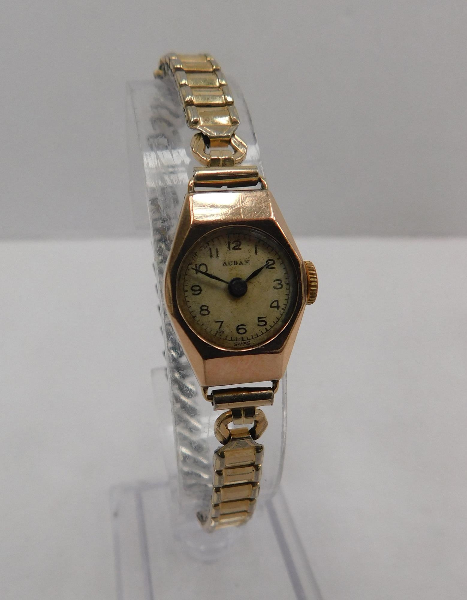 Vintage 9ct gold cased - ladies Audax cocktail watch - expandable strap