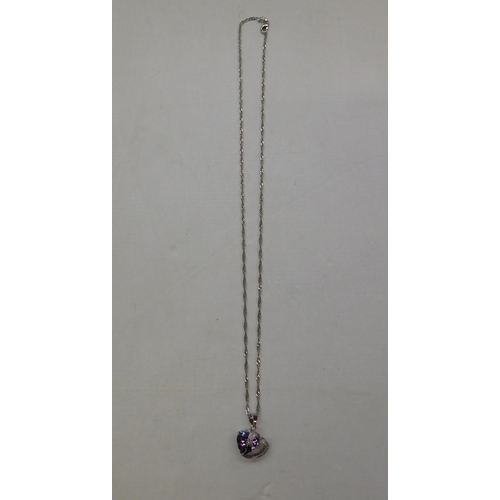 115 - 925 silver chain & - silver/purple heart pendant