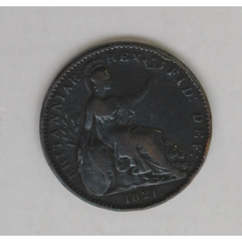 235 - 1821 dated - 1/4d Farthing coin