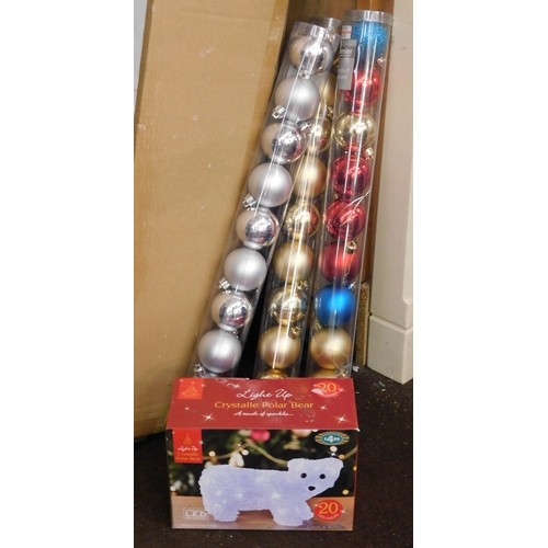 596 - Boxed Christmas tree with decorations / bauble packs