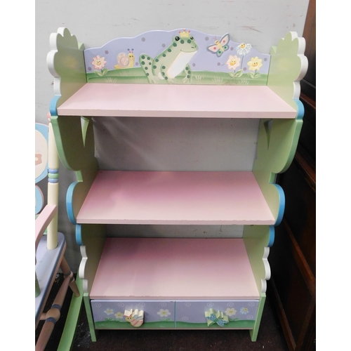 643 - Three handmade painted pieces of nursery furniture incl. rocking chair