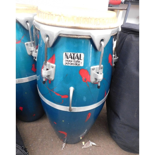 659 - Pair of Natal Super Latin percussion drums with cases