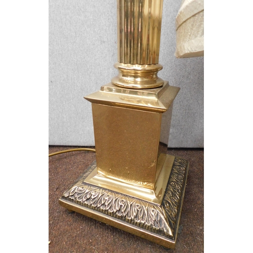 660 - Colonial style brass lamp and one onyx lamp