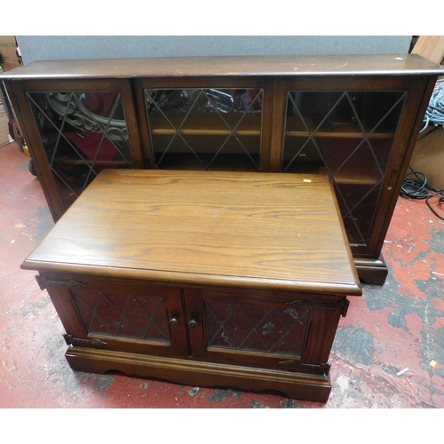 744 - Lead glass cabinet/book case and matching multi-media unit