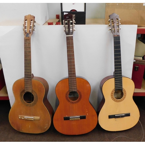 766 - Three guitars; two need attention or for spares and repairs