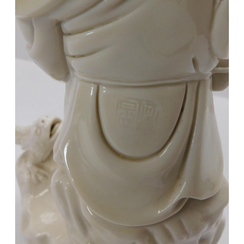 13 - Liu Hai Blanc De Chine - girl fishing figure - four character seal mark/9