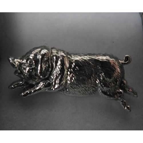 141 - Silver - piglet brooch