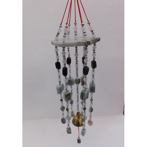 24 - Green jade/moonstone & quartz - wind chime