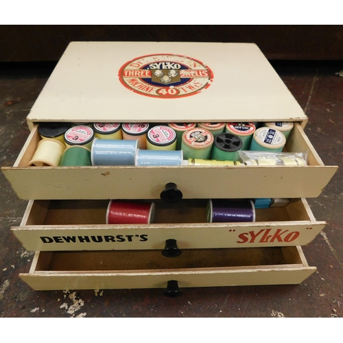 539 - Dewhurst's sewing box and threads