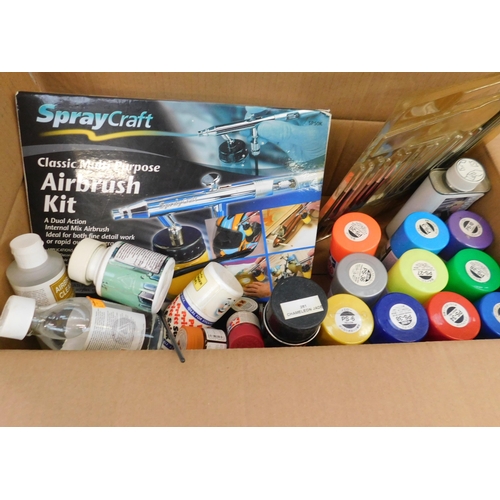 551 - Boxed spray-booth kit with airbrush and paints etc.