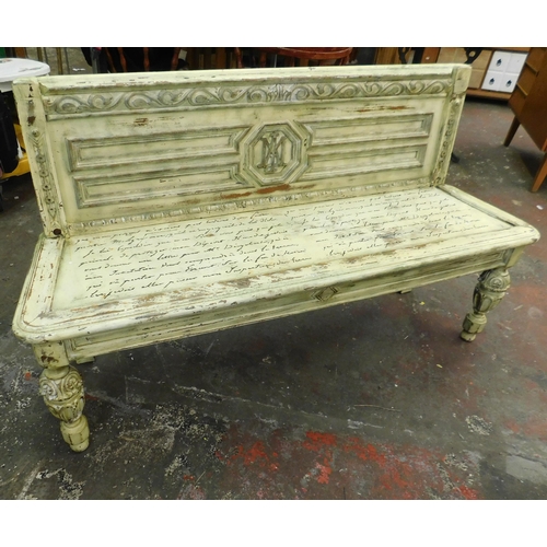 553 - Vintage shabby chic wooden bench