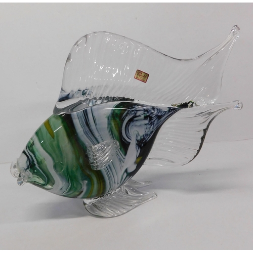 13 - Vintage - glass fish/marked Ruckt