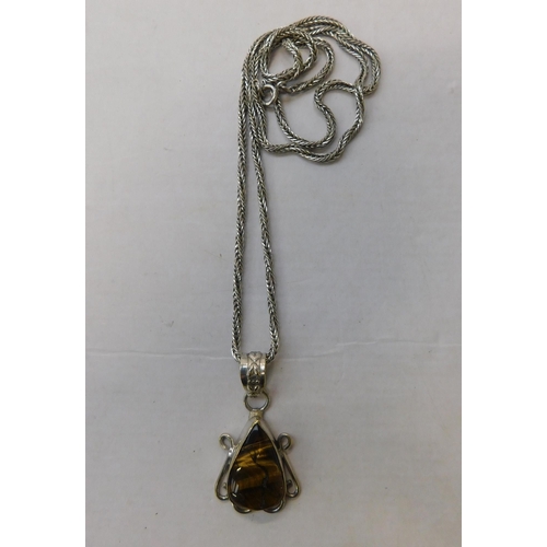 249A - Silver - Tigers Eye set/necklace