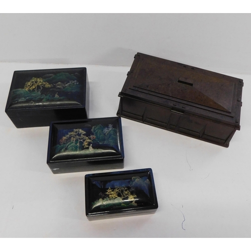 25A - Bakelite box - & Japanese/lacquered boxes